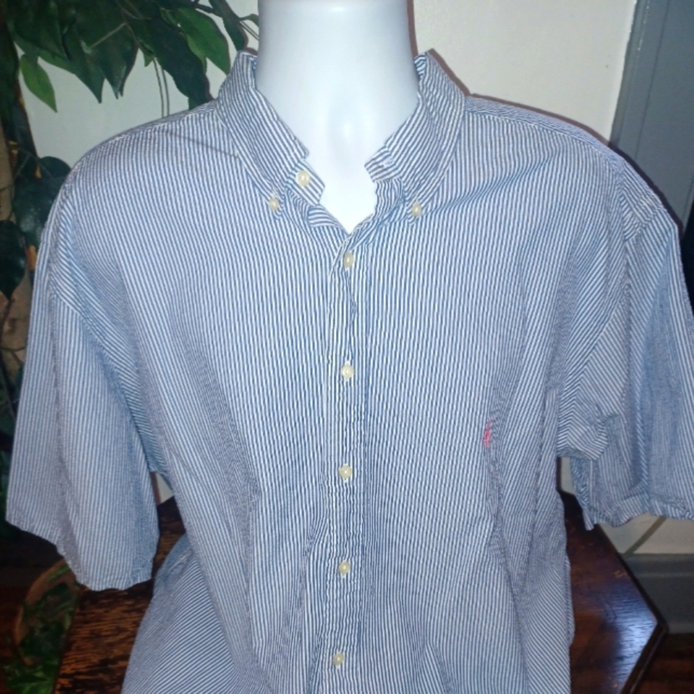 Ralph Lauren polo blue and white Stripes